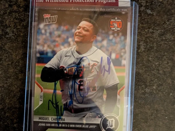Autographed baseball card in case with certificate