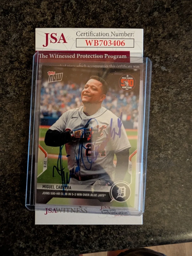 Autographed baseball card in case with certificate