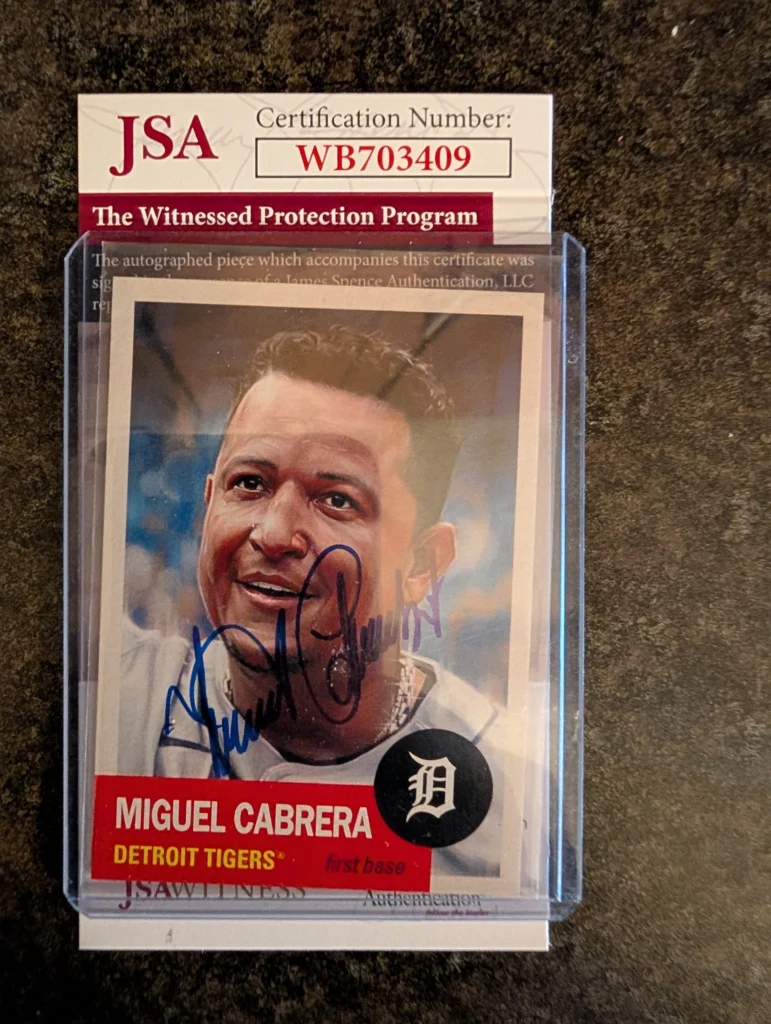 Autographed baseball player card with certification